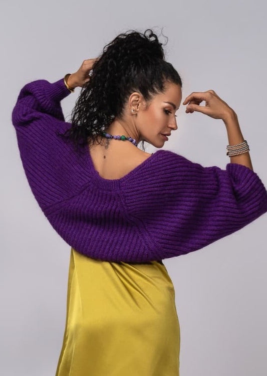 Armwarmers cardigan in purple