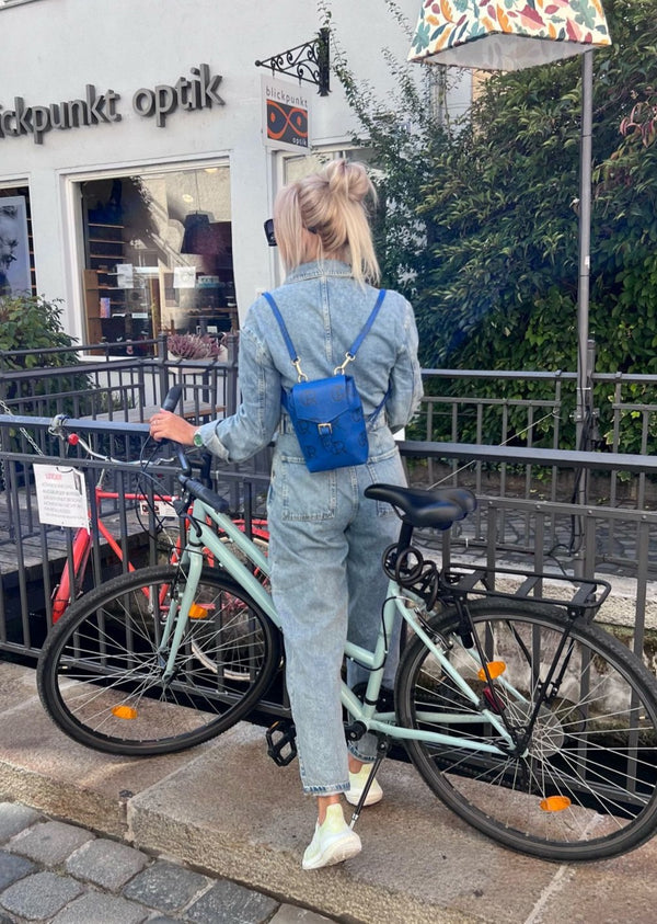 Leather Backpack Blue